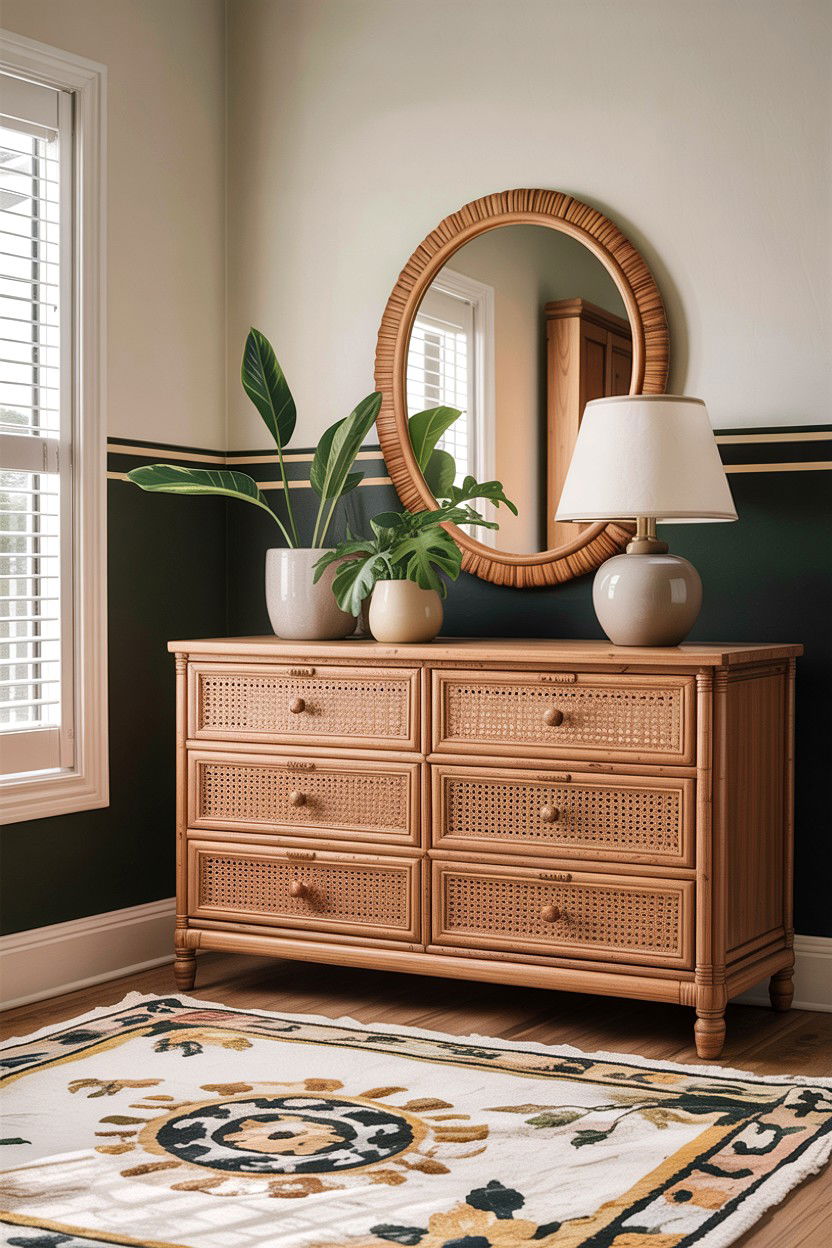 Cane Webbing Double Dresser - 30 bedroom wide dressers