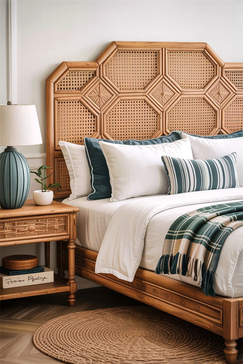 Cane Webbing Wood Headboard - 30 bedroom wooden headboards