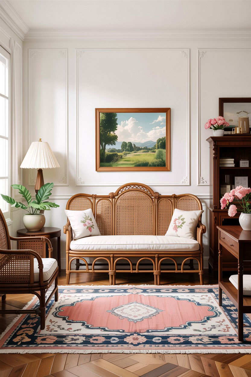 Cane furniture - 30 grandmillennial living room ideas