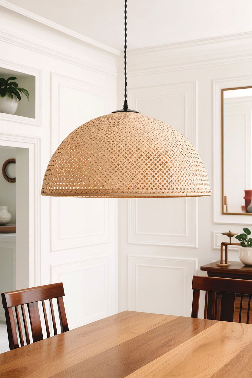 Cane pendant light - 30 cane living room ideas