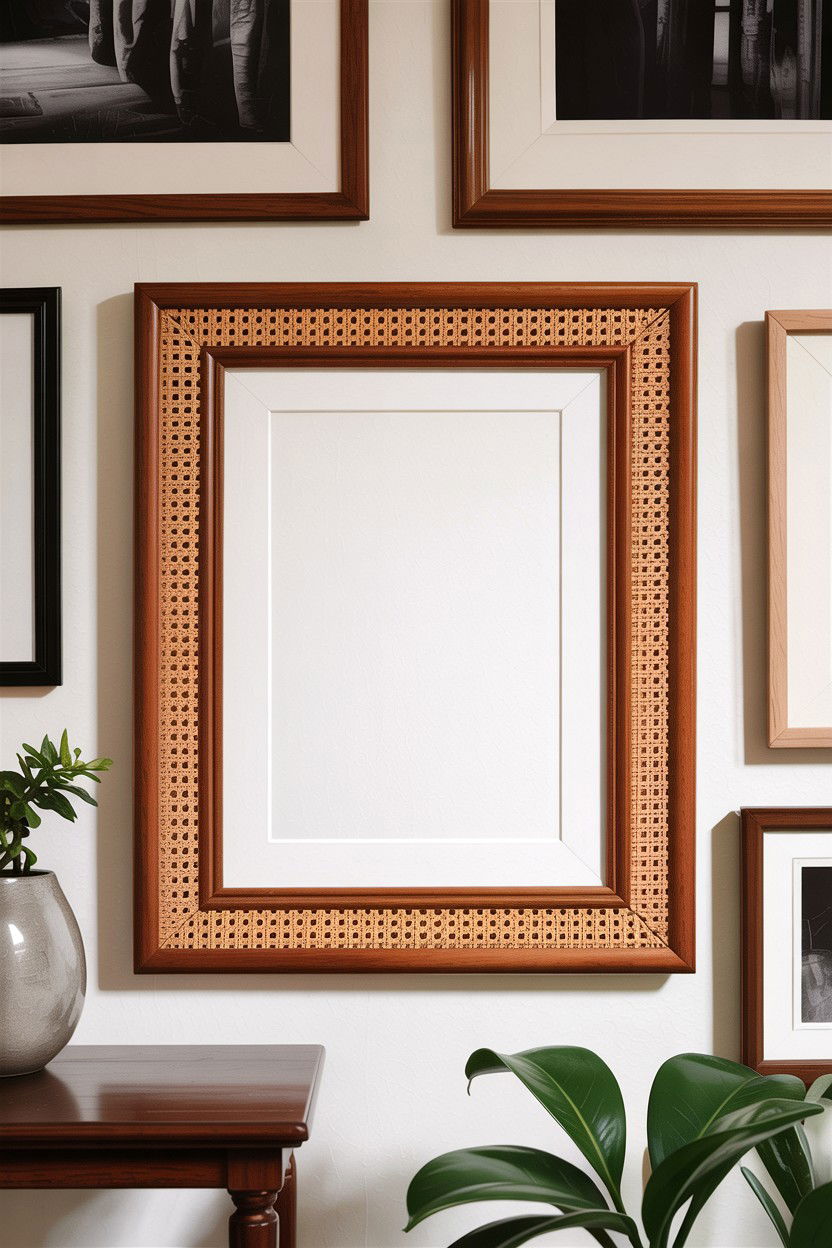 Cane picture frame - 30 cane living room ideas