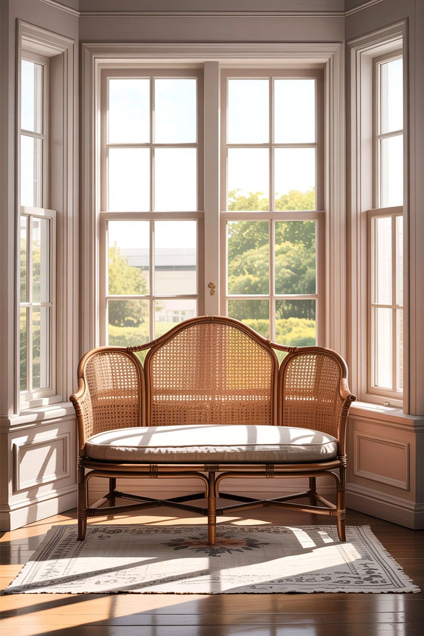 Cane settee - 30 cane living room ideas