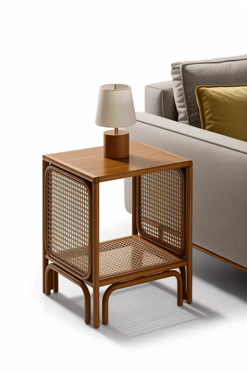 Cane side table - 30 cane living room ideas
