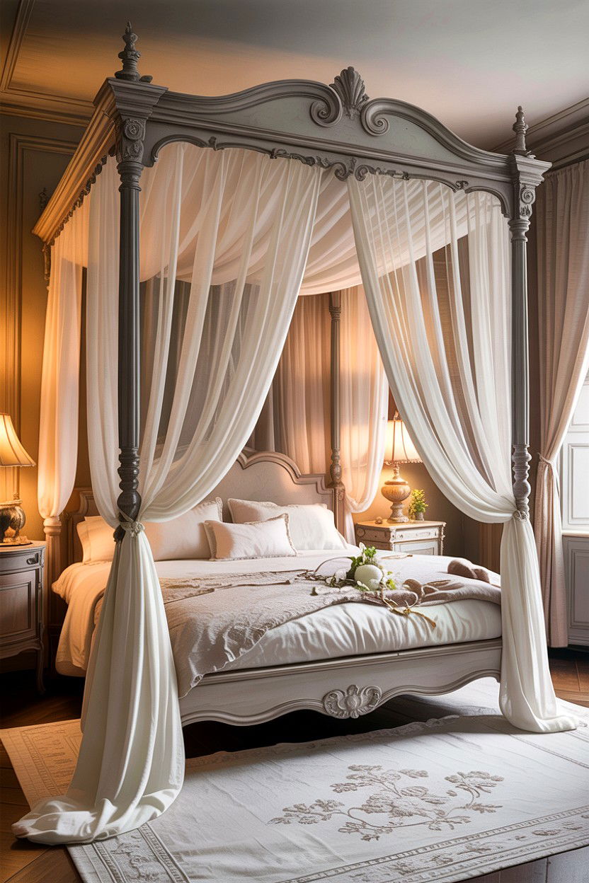 Canopy Bed Draping - 30 French country bedroom ideas