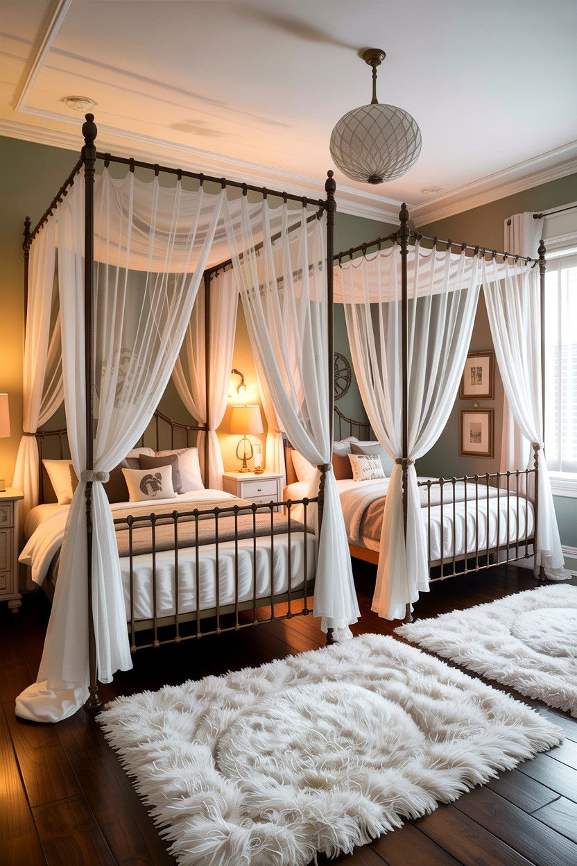 Canopy Bed Shared Bedroom - 30 boy and girl shared bedroom ideas