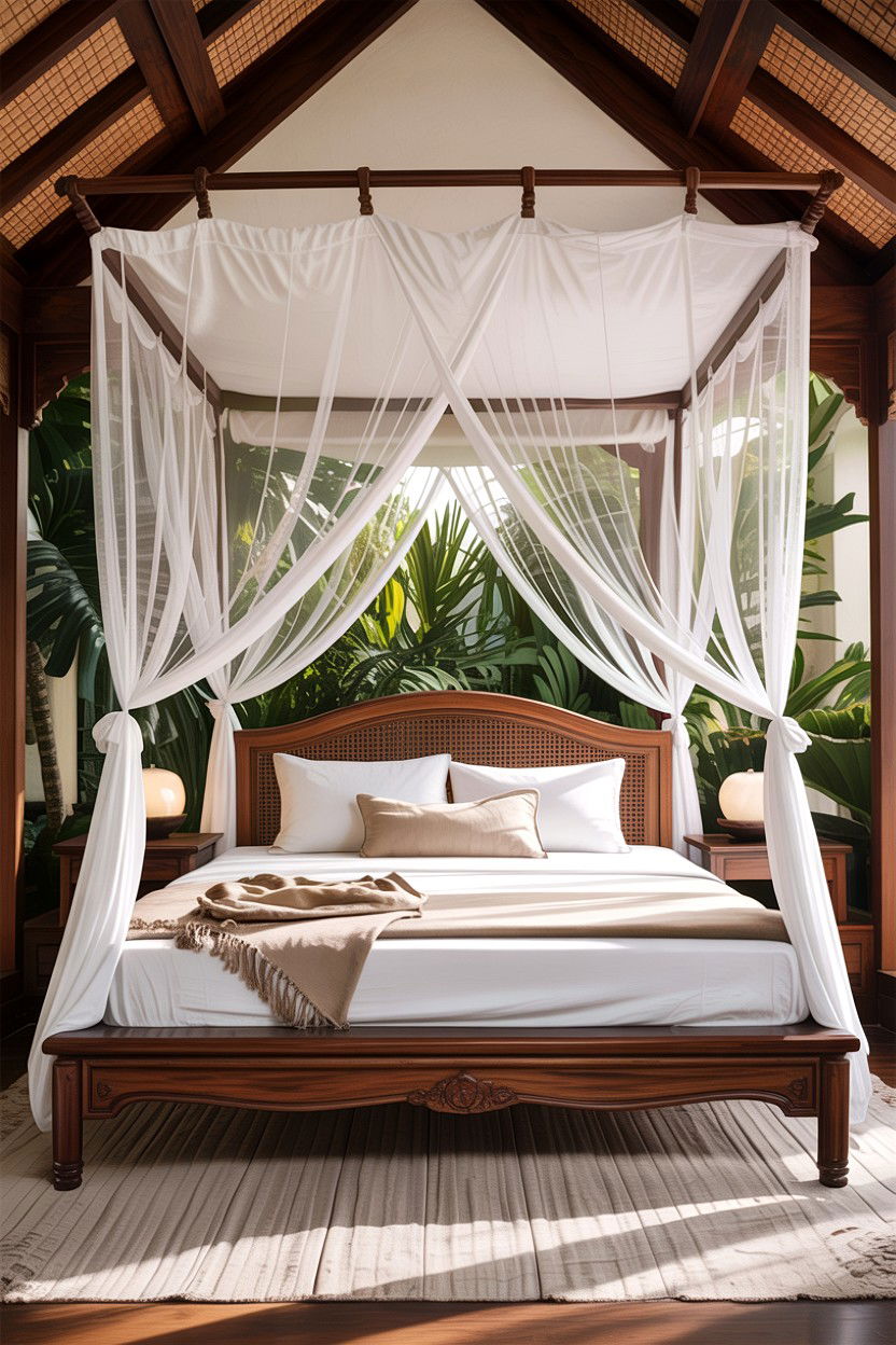 Canopy Bed With Mosquito Net - 30 Balinese bedroom ideas
