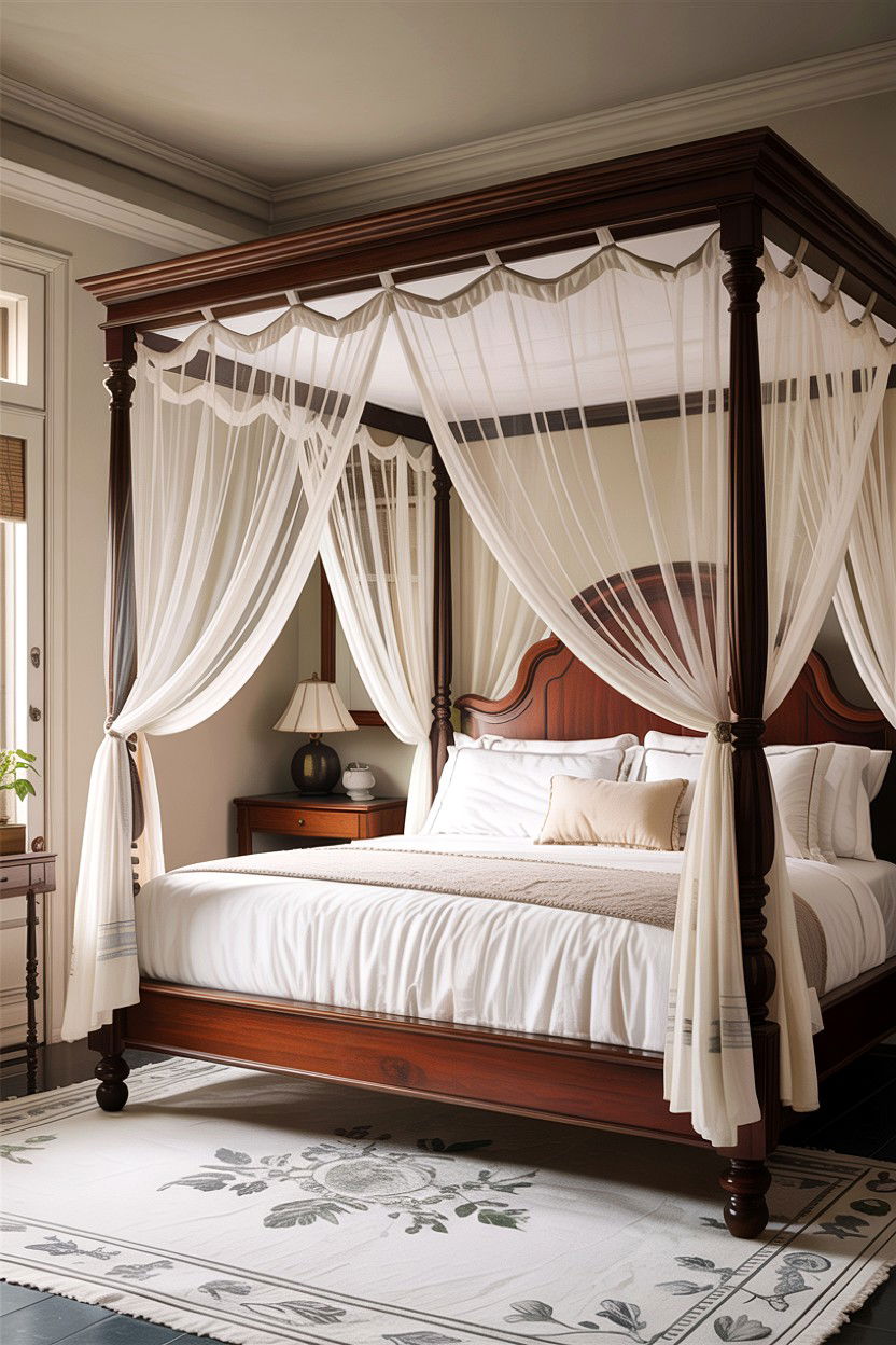 Canopy Bed With Mosquito Netting - 30 British colonial bedroom ideas