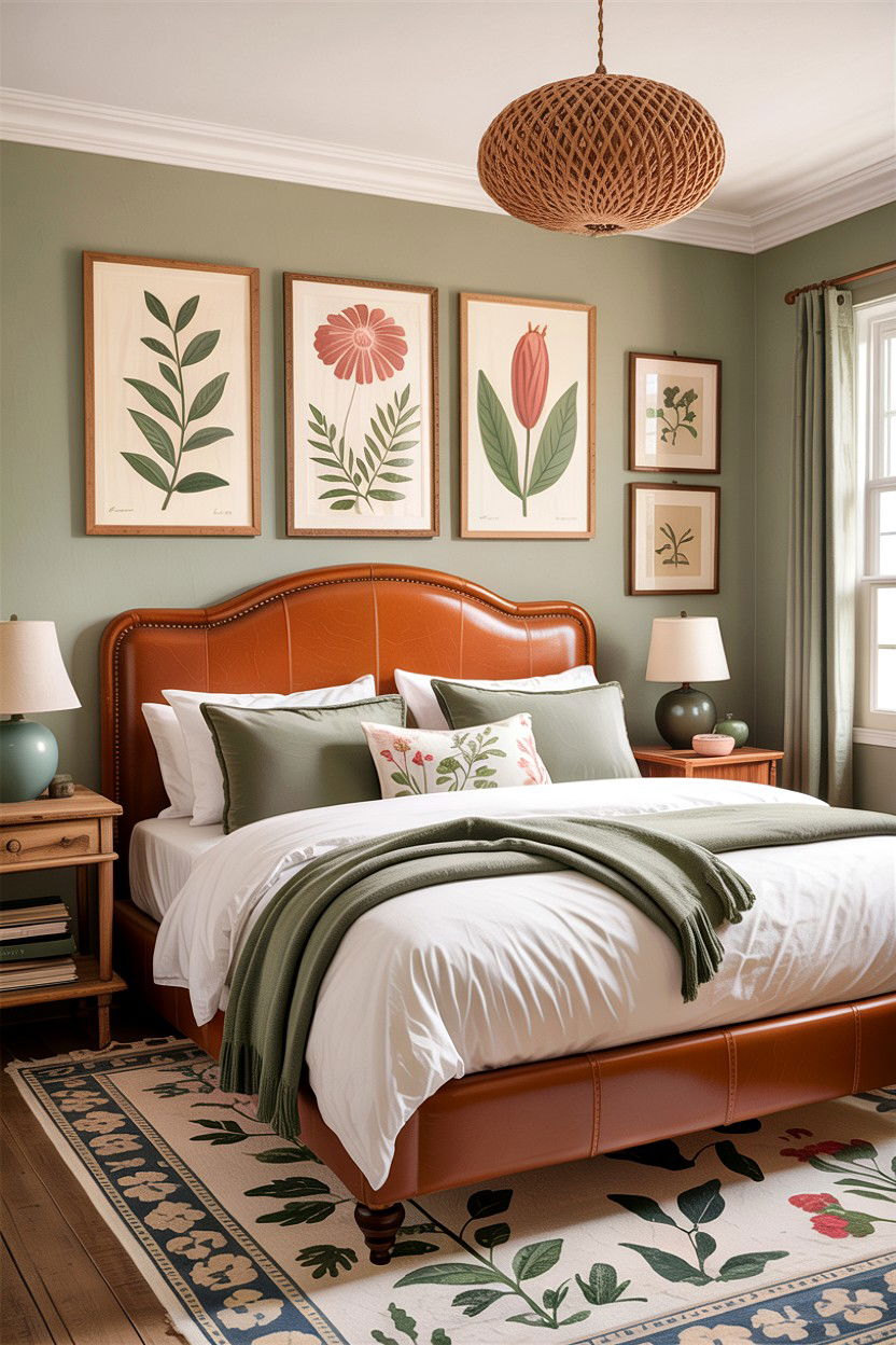 Caramel Leather Headboard - 30 leather bedroom ideas