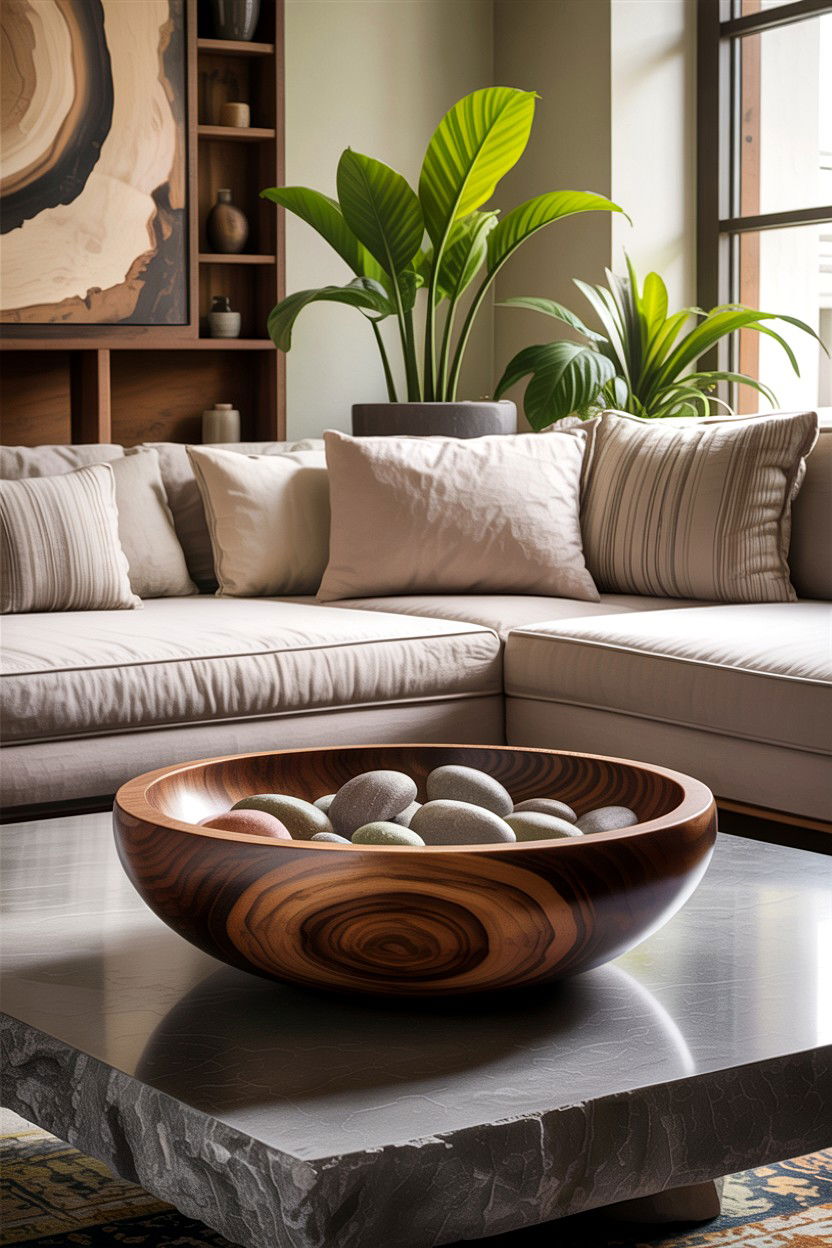 Carved Wood Bowl Organic - 30 living room decorative bowls