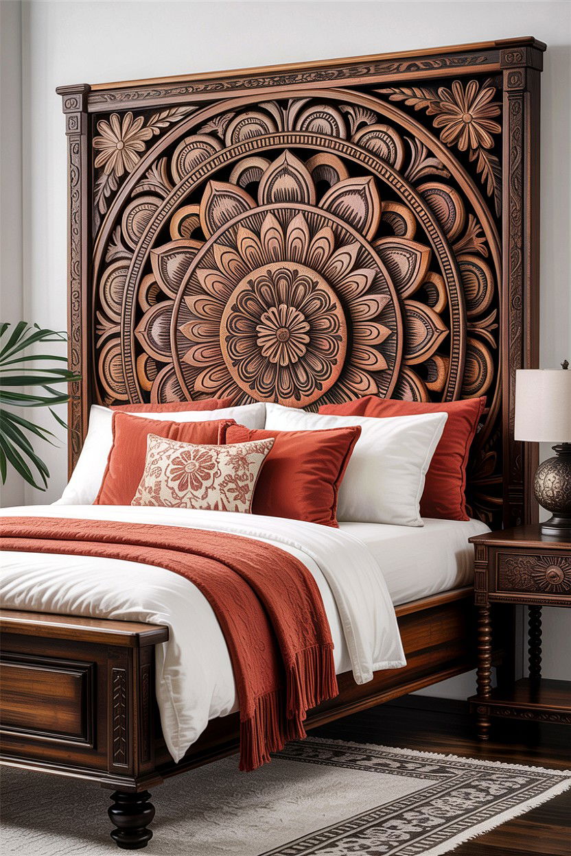 Carved Wood Headboard - 30 bedroom headboards