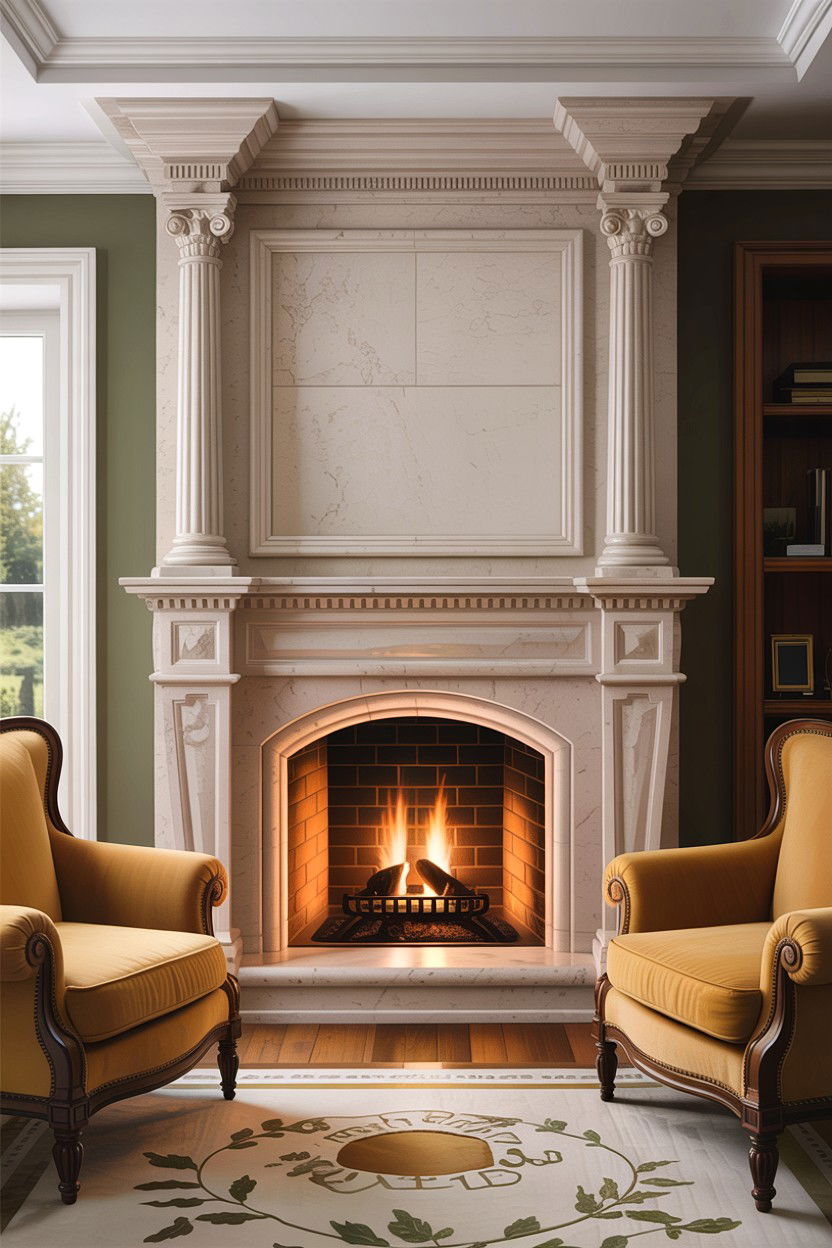 Cast Stone Mantel - 30 living room fireplace surround ideas