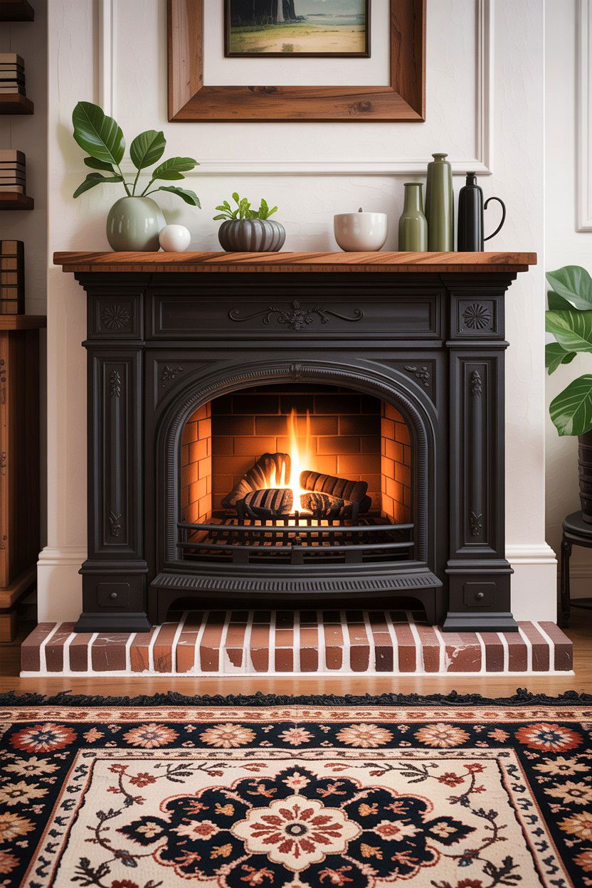 Cast iron fireplace insert - 30 living room fireplace insert ideas