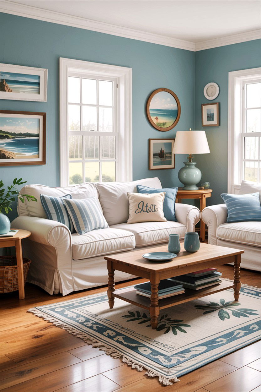 Casual coastal living room - 30 hamptons living room ideas