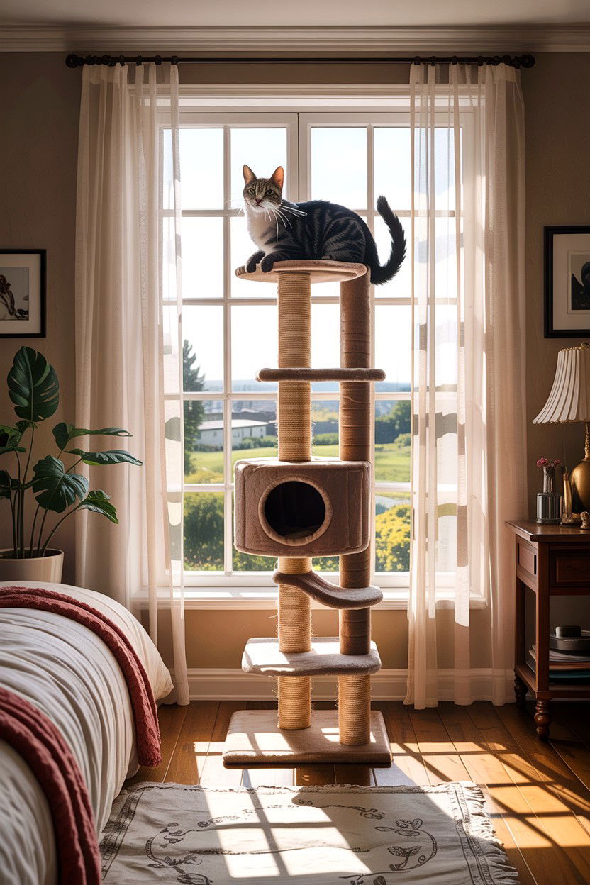 Cat Tree Near Window - 30 cat tree bedroom ideas