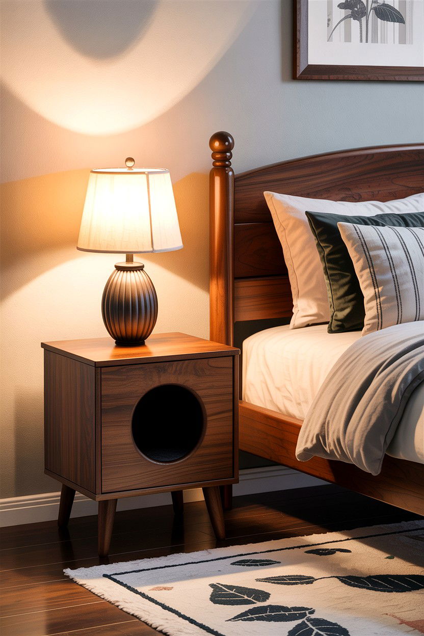 Cat Tree Nightstand Combo - 30 cat tree bedroom ideas