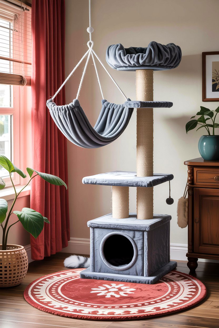 Cat Tree With Hammock - 30 cat tree bedroom ideas