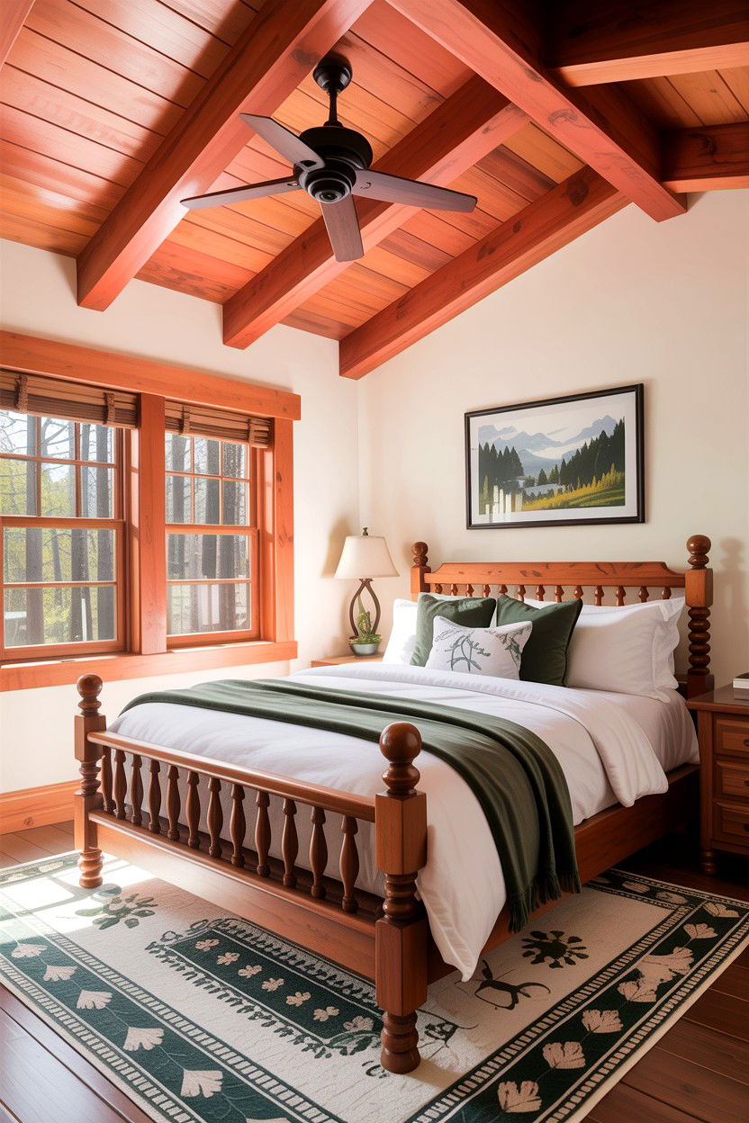 Cedar Ceiling Beam - 30 exposed beam bedroom ideas
