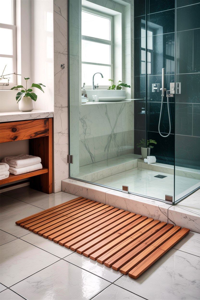 Cedar Wood Bath Mat - 30 bathroom aromatherapy ideas
