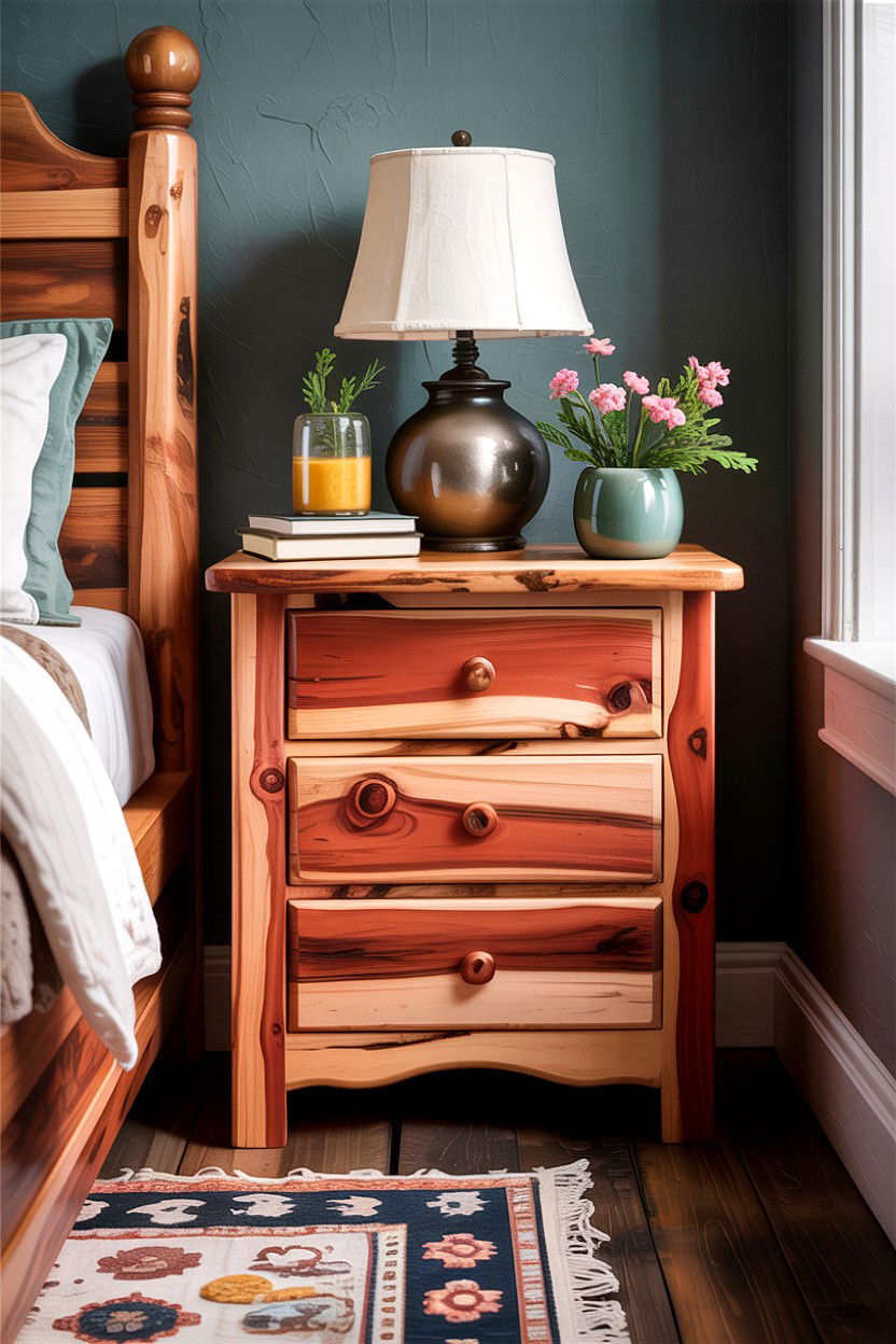 Cedar Wood Nightstand - 30 bedroom rustic nightstands