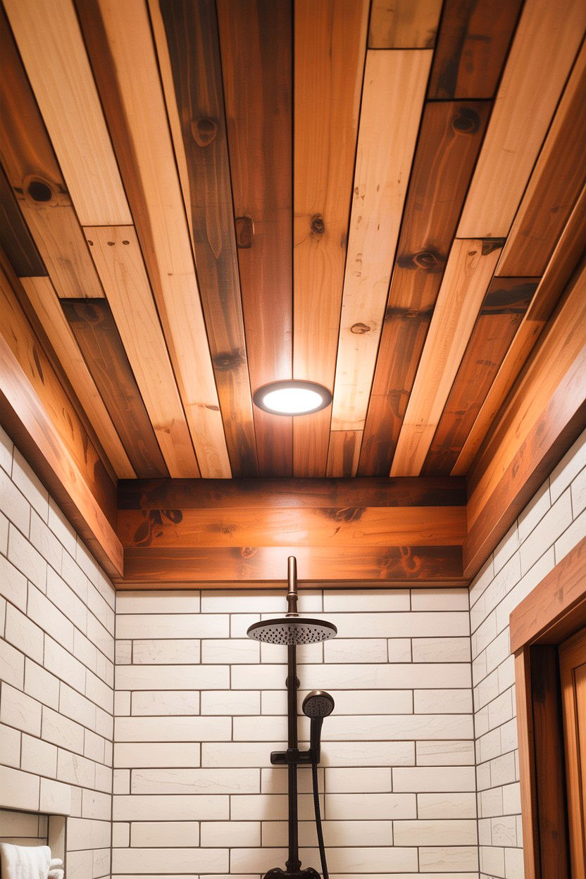 Cedar wood bathroom ceiling - 30 Japanese bathroom ideas