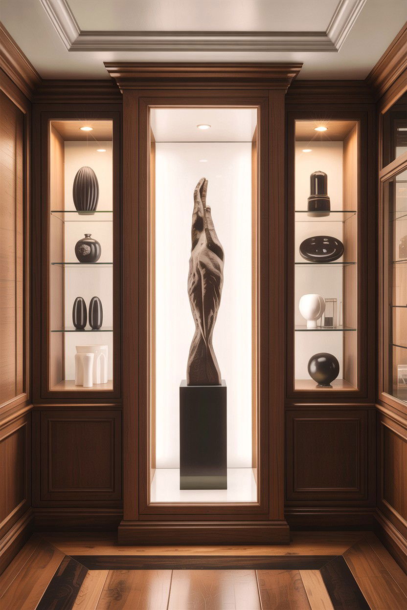 Ceiling Height Display Case - 30 living room custom cabinetry ideas