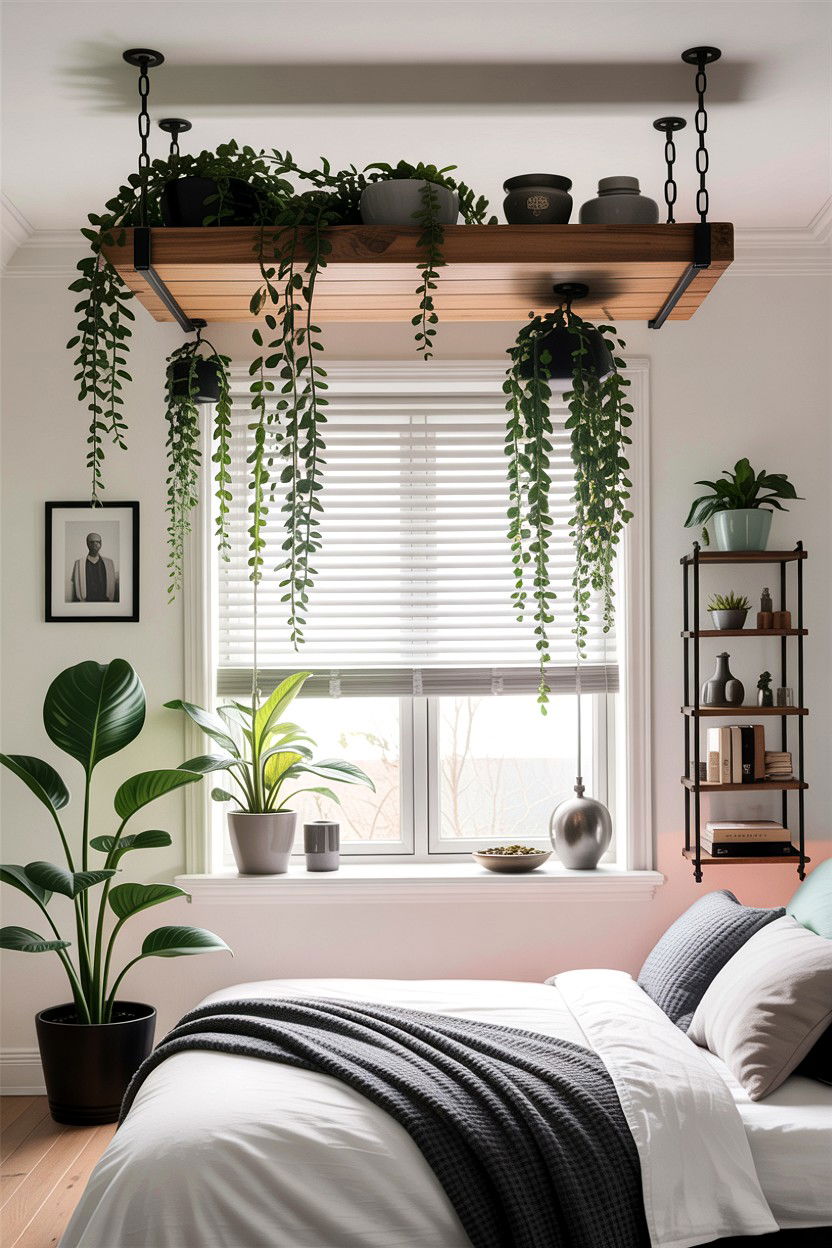 Ceiling Mounted Shelf - 30 bedroom plant shelves