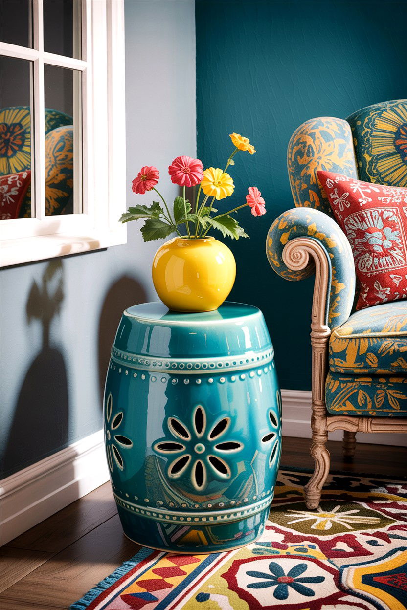 Ceramic Garden Stool - 30 living room accent table ideas