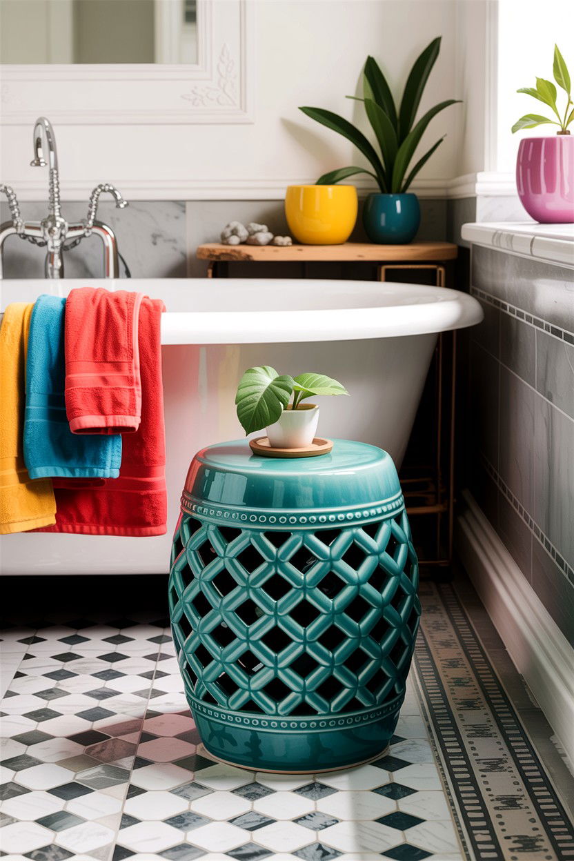 Ceramic Garden Stool - 30 bathroom bench ideas