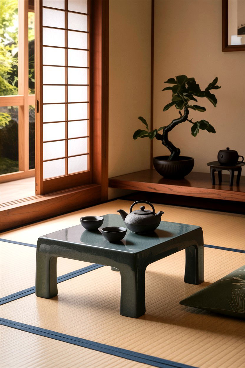 Ceramic Tea Table - 30 living room Japanese furniture ideas