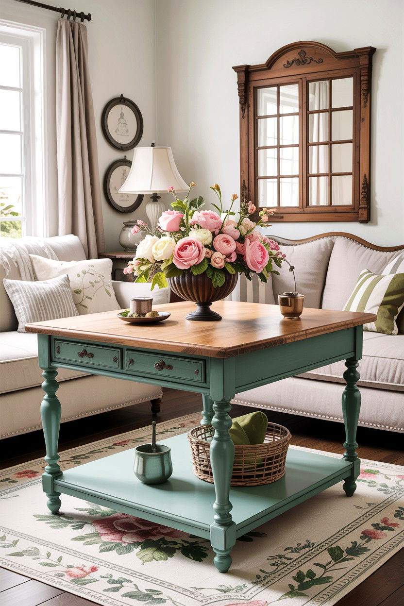 Chalk Painted Table - 30 handmade living room ideas