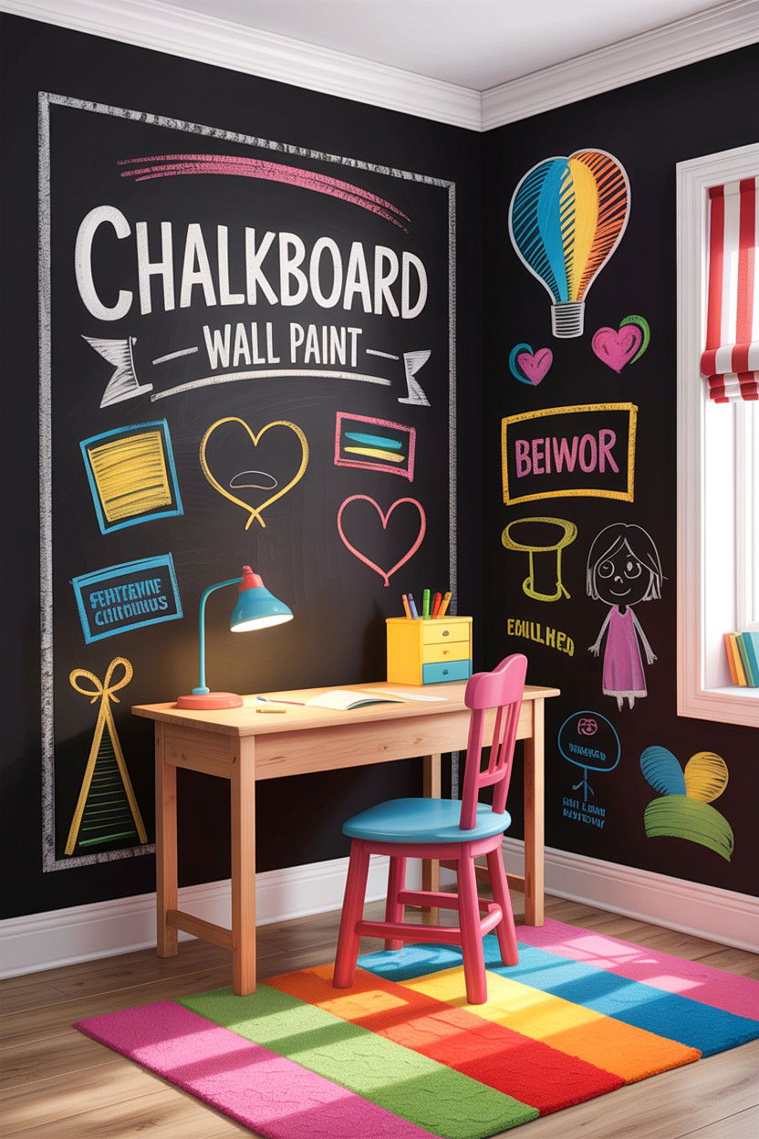 Chalkboard Wall Paint - 30 elementary age bedroom ideas