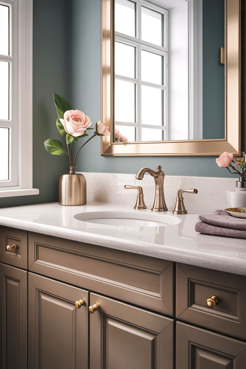 Champagne bronze bathroom faucet - 30 gold faucet ideas