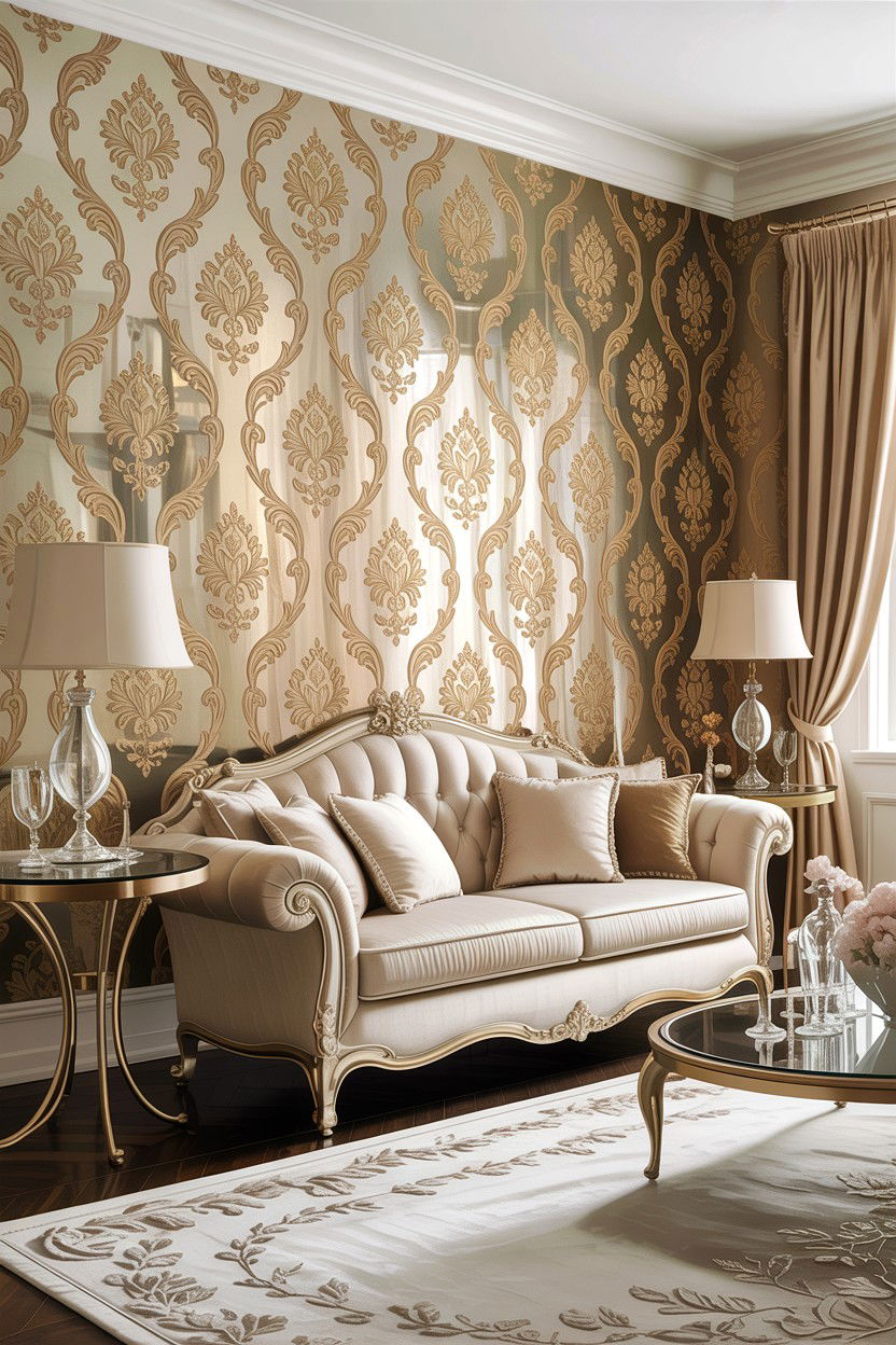 30 Classy Living Room Damask Wallpapers for Luxury