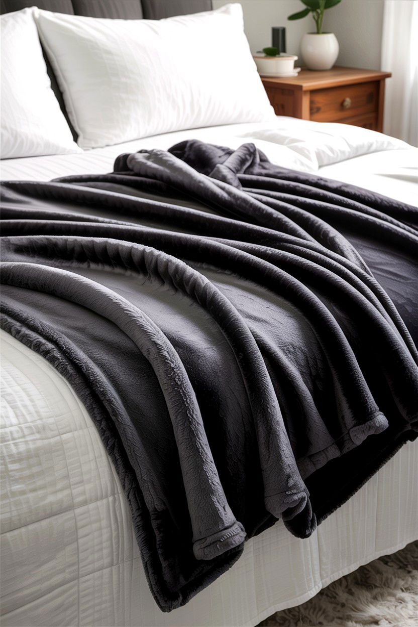 Charcoal Fleece Blanket - 30 bedroom fleece blankets