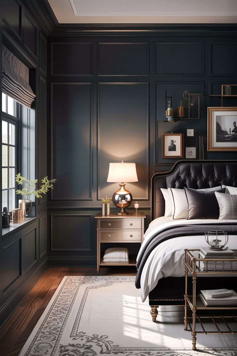 Charcoal Gray Wainscoting - 30 bedroom wainscoting ideas