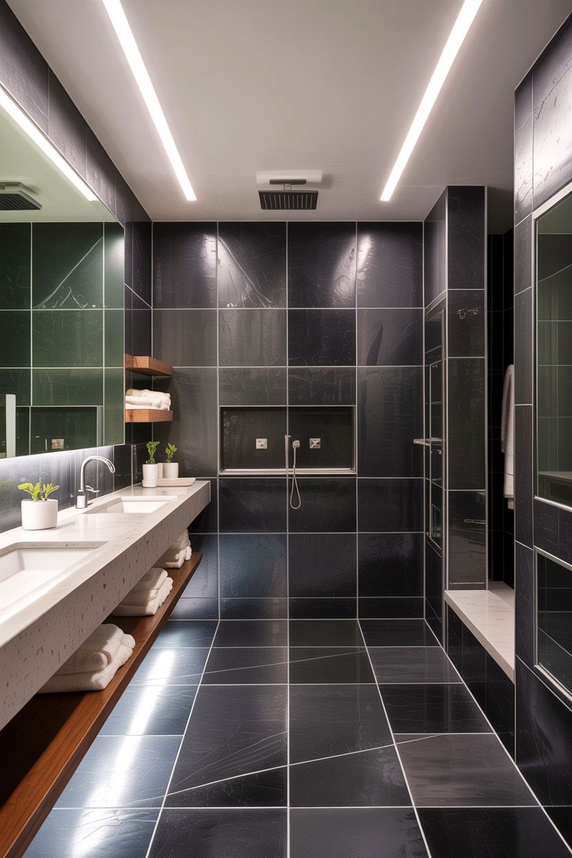 Charcoal Large Format Tile White Grout