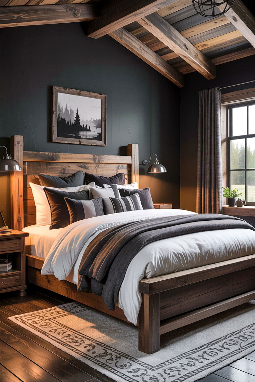 Charcoal Rustic Bedroom - 30 rustic gray bedroom ideas