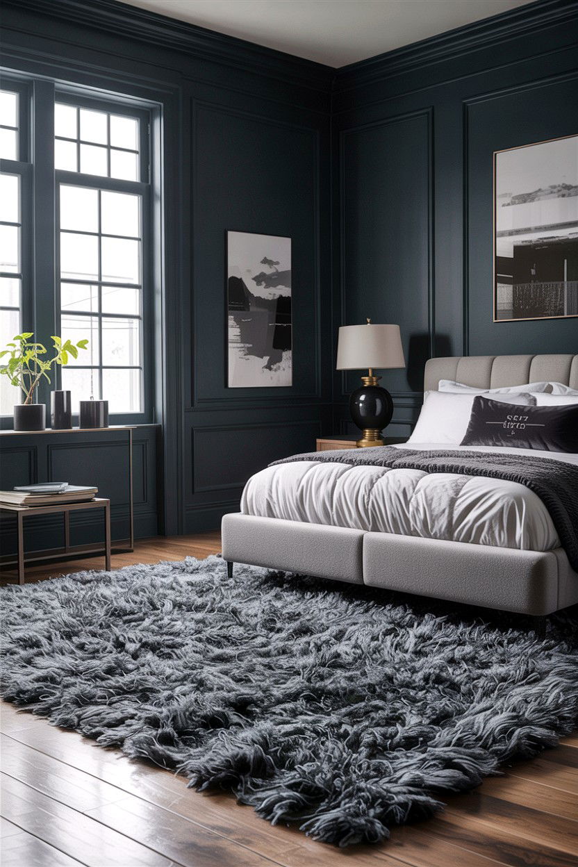 Charcoal Shag Rug - 30 bedroom shag rugs