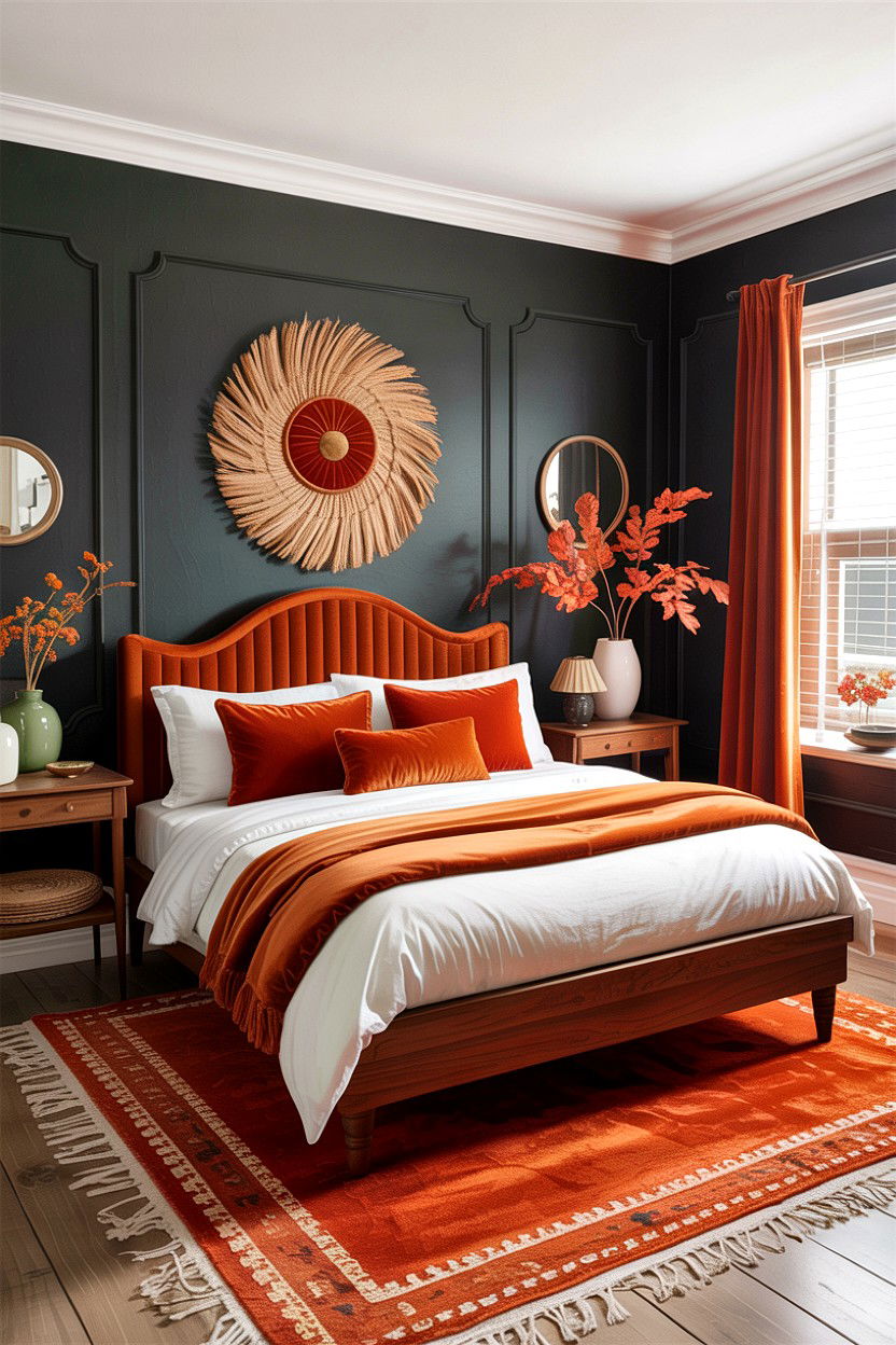 Charcoal and burnt orange bedroom - 30 charcoal bedroom ideas