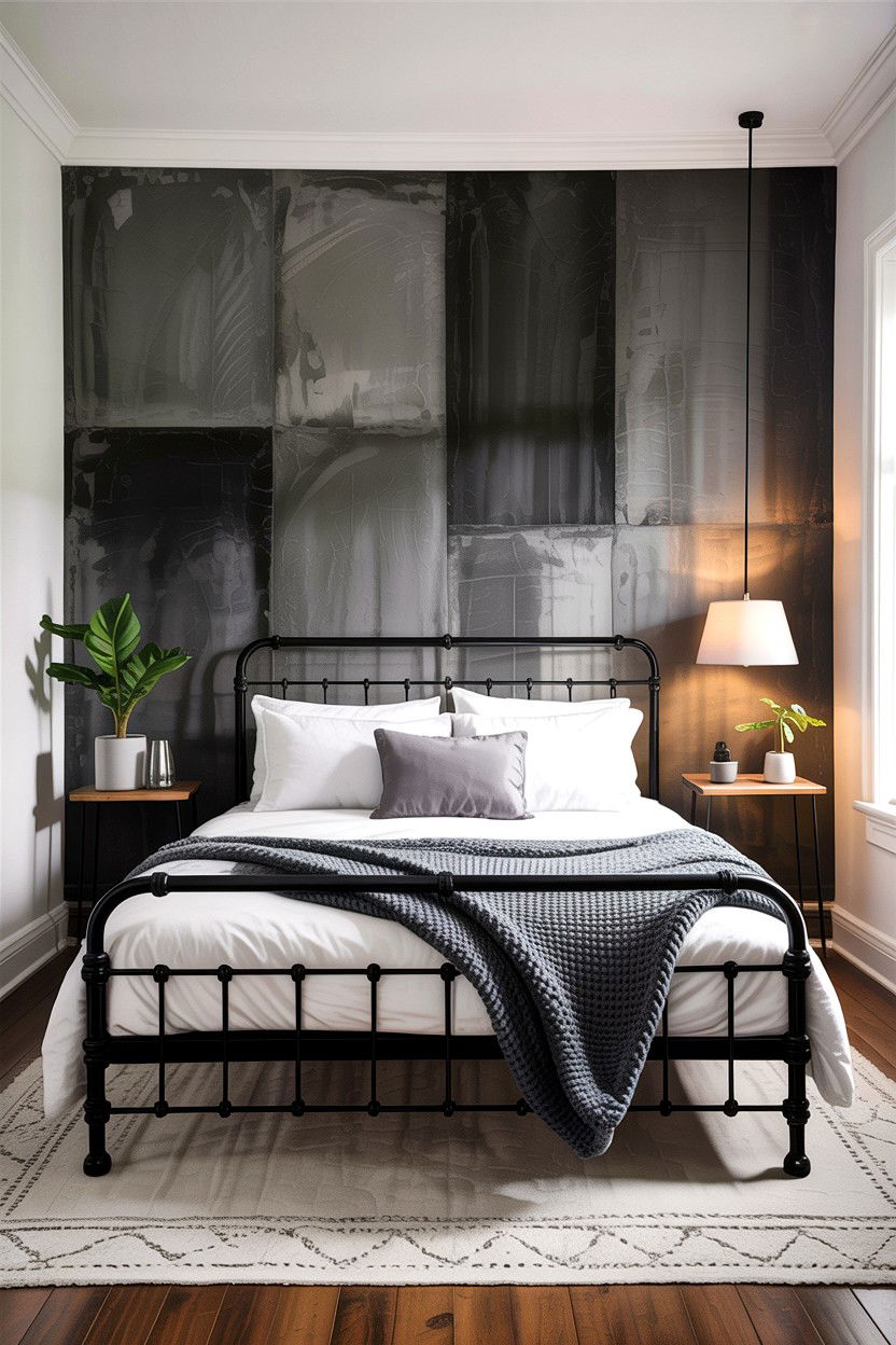 Charcoal and concrete wall - 30 charcoal bedroom ideas