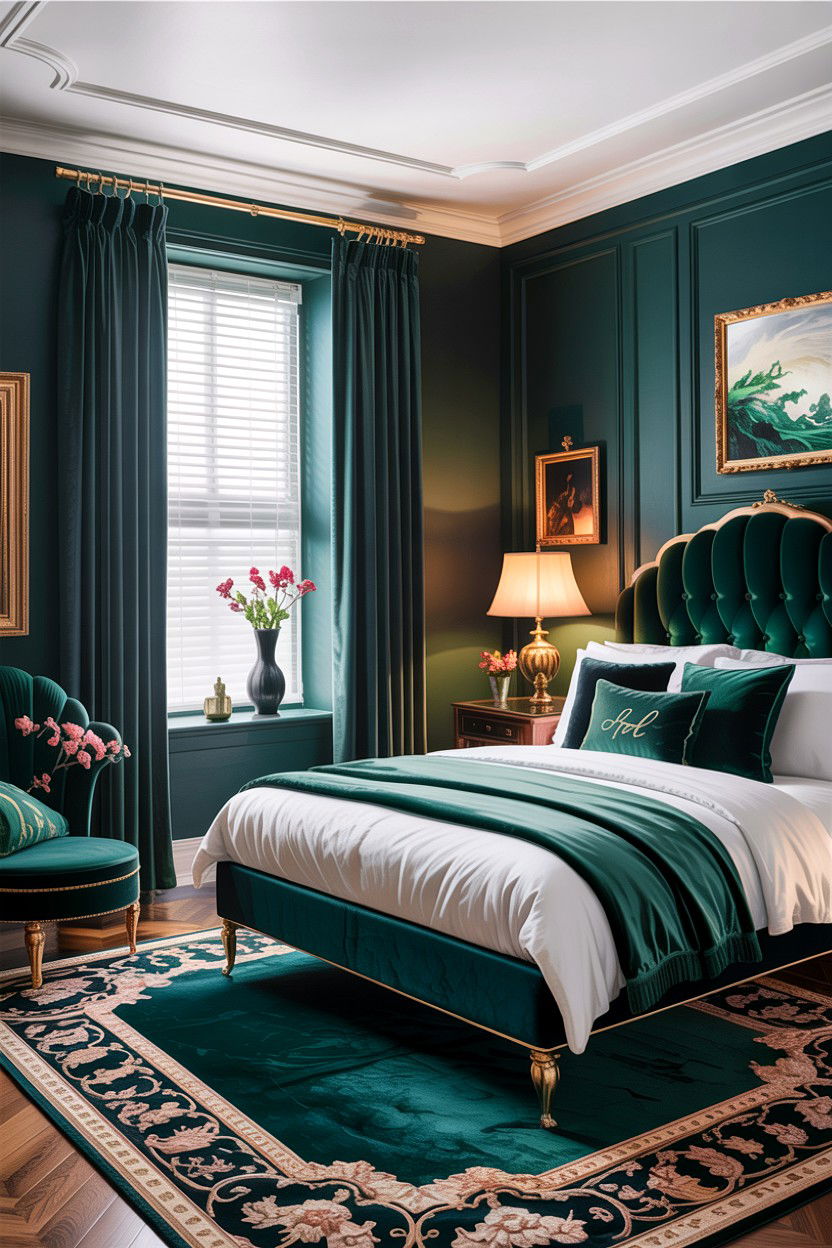 Charcoal and emerald green bedroom - 30 charcoal bedroom ideas