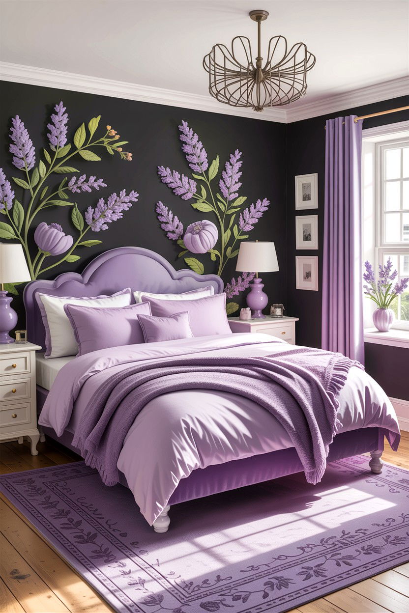 Charcoal and lavender bedroom - 30 charcoal bedroom ideas