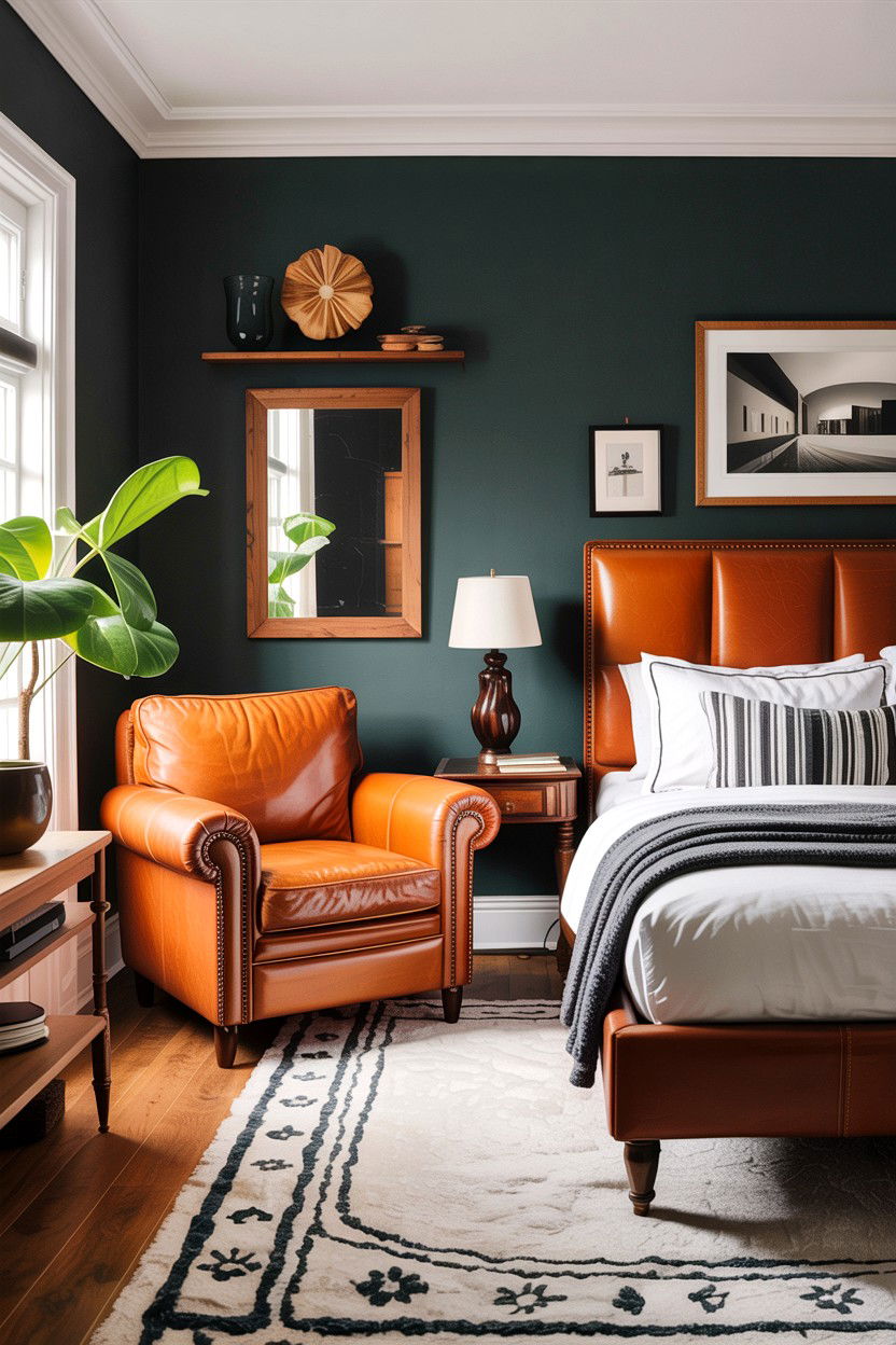 Charcoal and leather furniture - 30 charcoal bedroom ideas