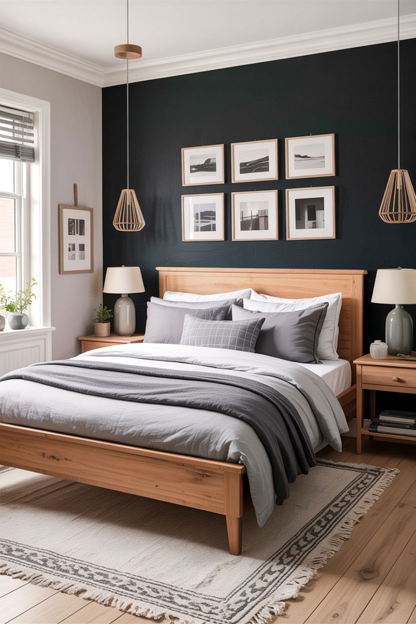 Charcoal and light wood bedroom - 30 charcoal bedroom ideas