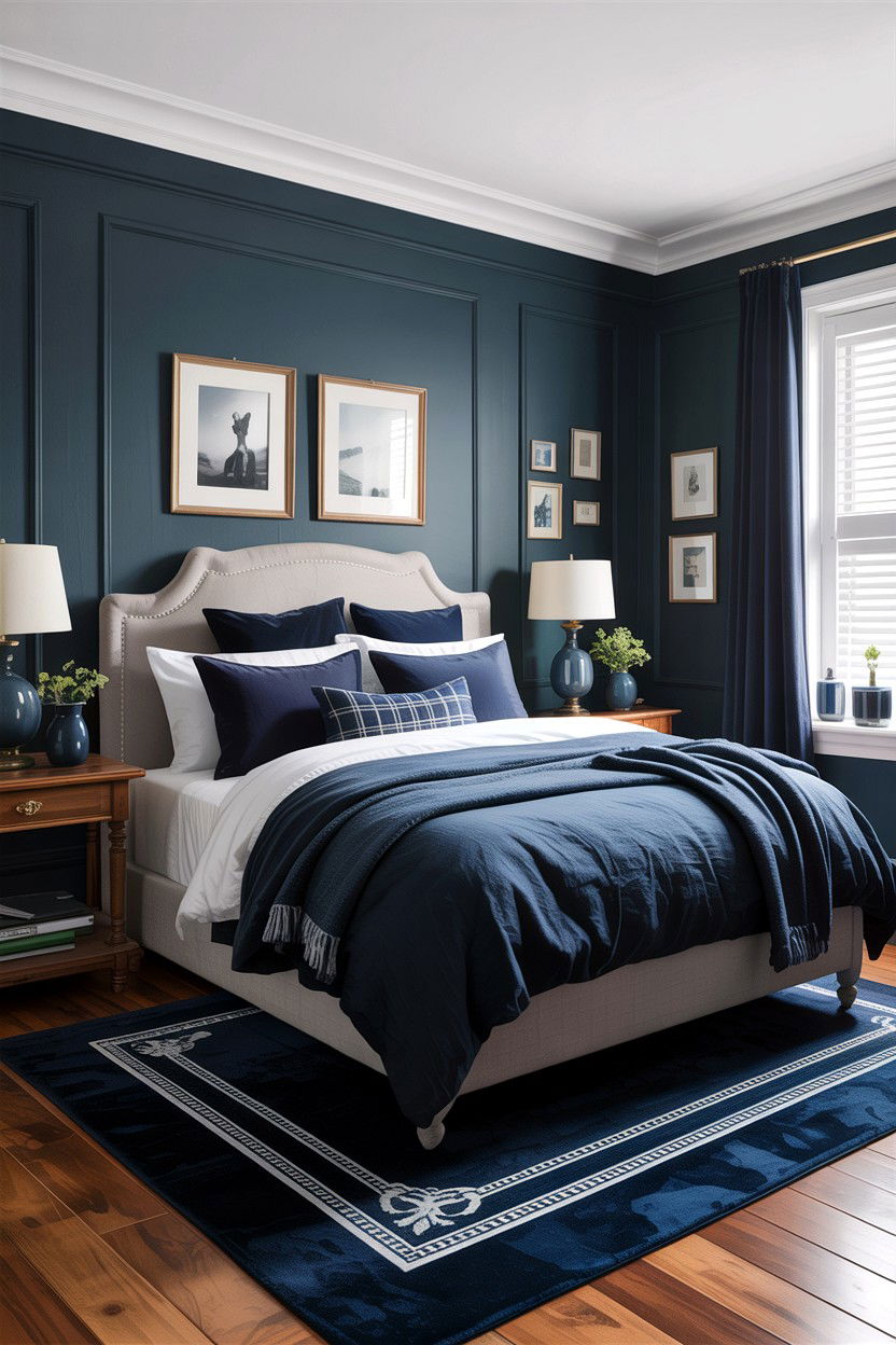 Charcoal and navy blue bedroom - 30 charcoal bedroom ideas