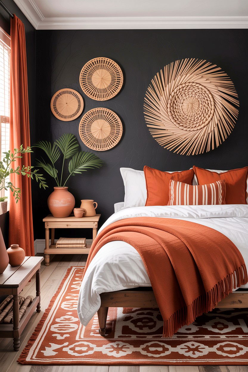Charcoal and terracotta accents - 30 charcoal bedroom ideas