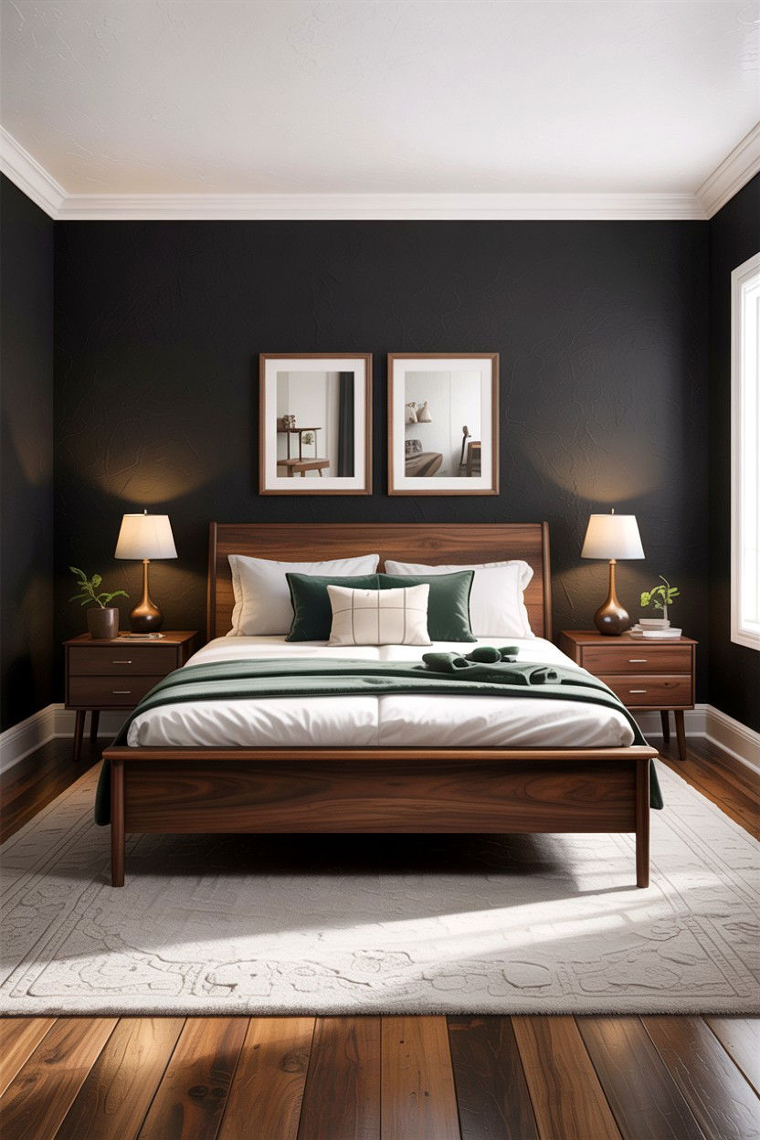Charcoal and walnut furniture - 30 charcoal bedroom ideas
