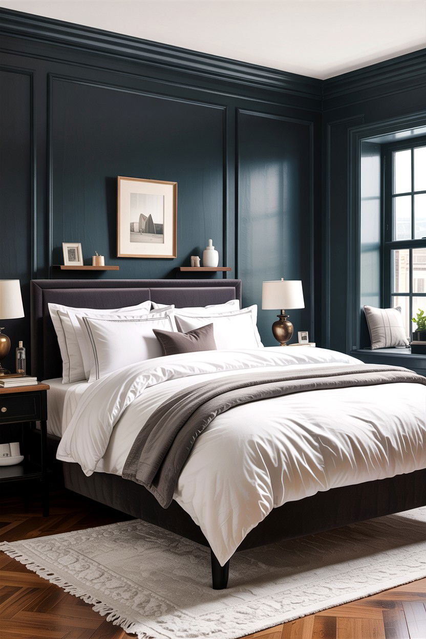 Charcoal and white bedding - 30 charcoal bedroom ideas