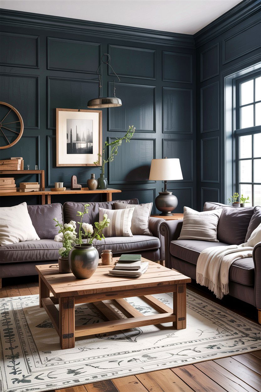 Charcoal gray rustic living room - 30 rustic gray living room ideas