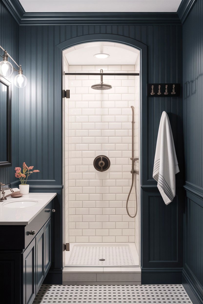 Charcoal grey bathroom beadboard - 30 bathroom beadboard ideas